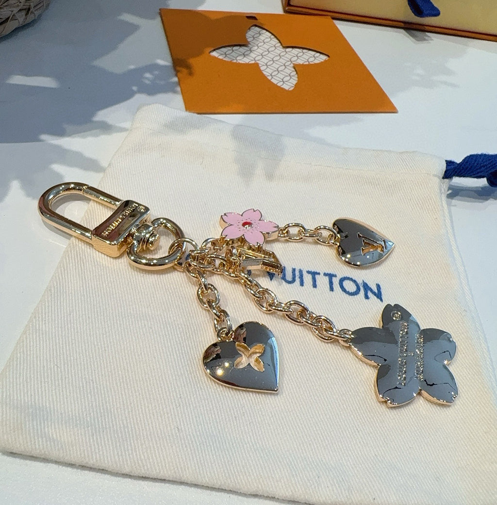 LOUIS VUITTON Canvas Cherry Blossom Bag Charm Keychain