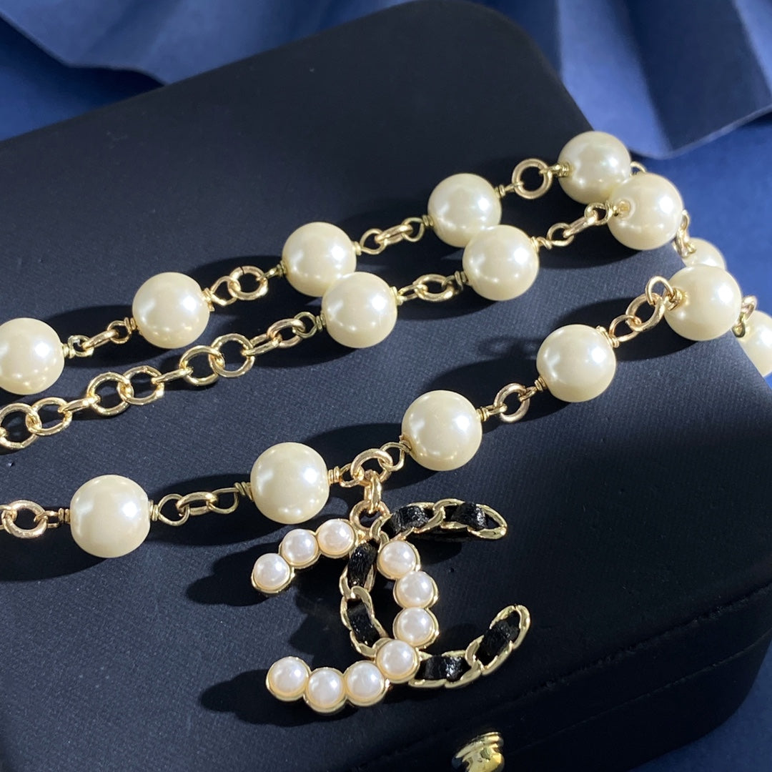 CHANEL P70 Pearl Double-C Long Necklace
