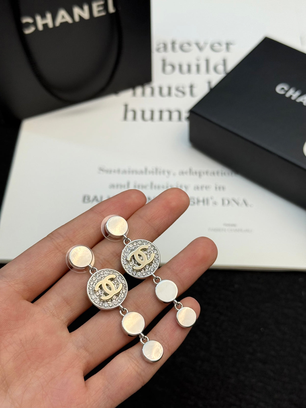 CHANEL Silver-Tone Earrings