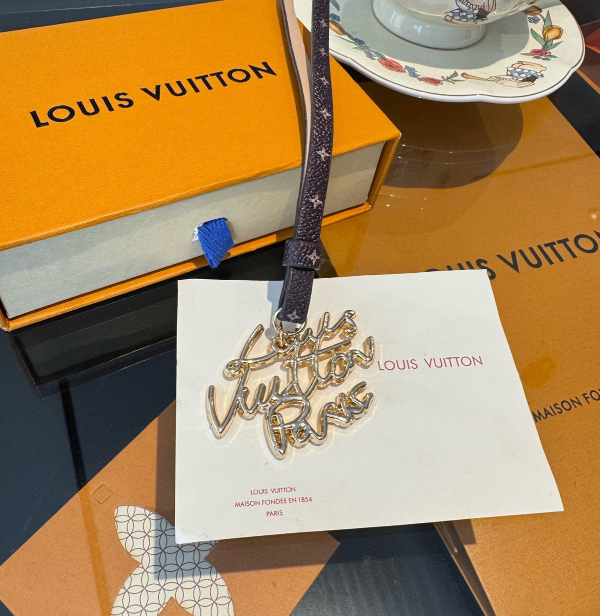 LOUIS VUITTON Logo Bag Charm Keychain
