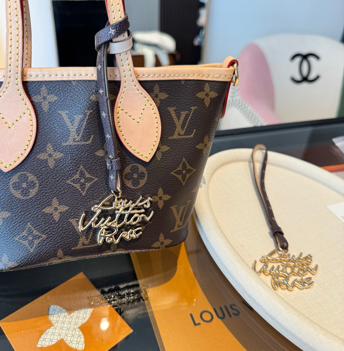 LOUIS VUITTON Logo Bag Charm Keychain