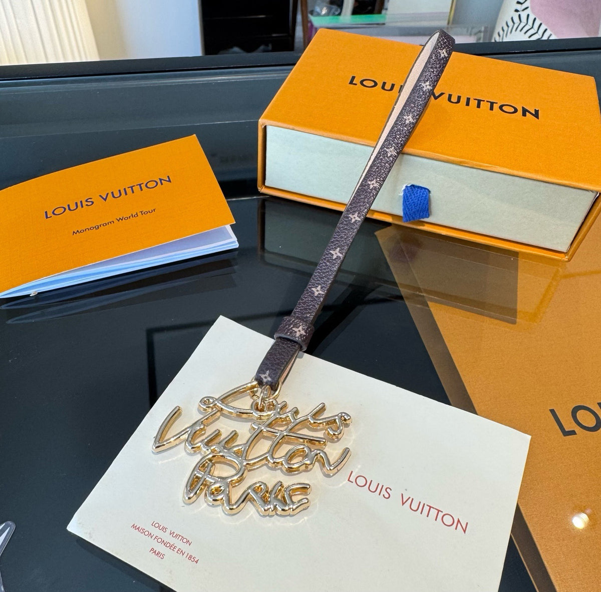 LOUIS VUITTON Logo Bag Charm Keychain