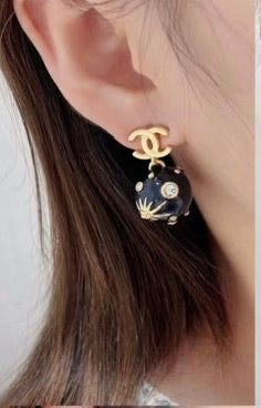 Enamel Double-C Tassel Earrings