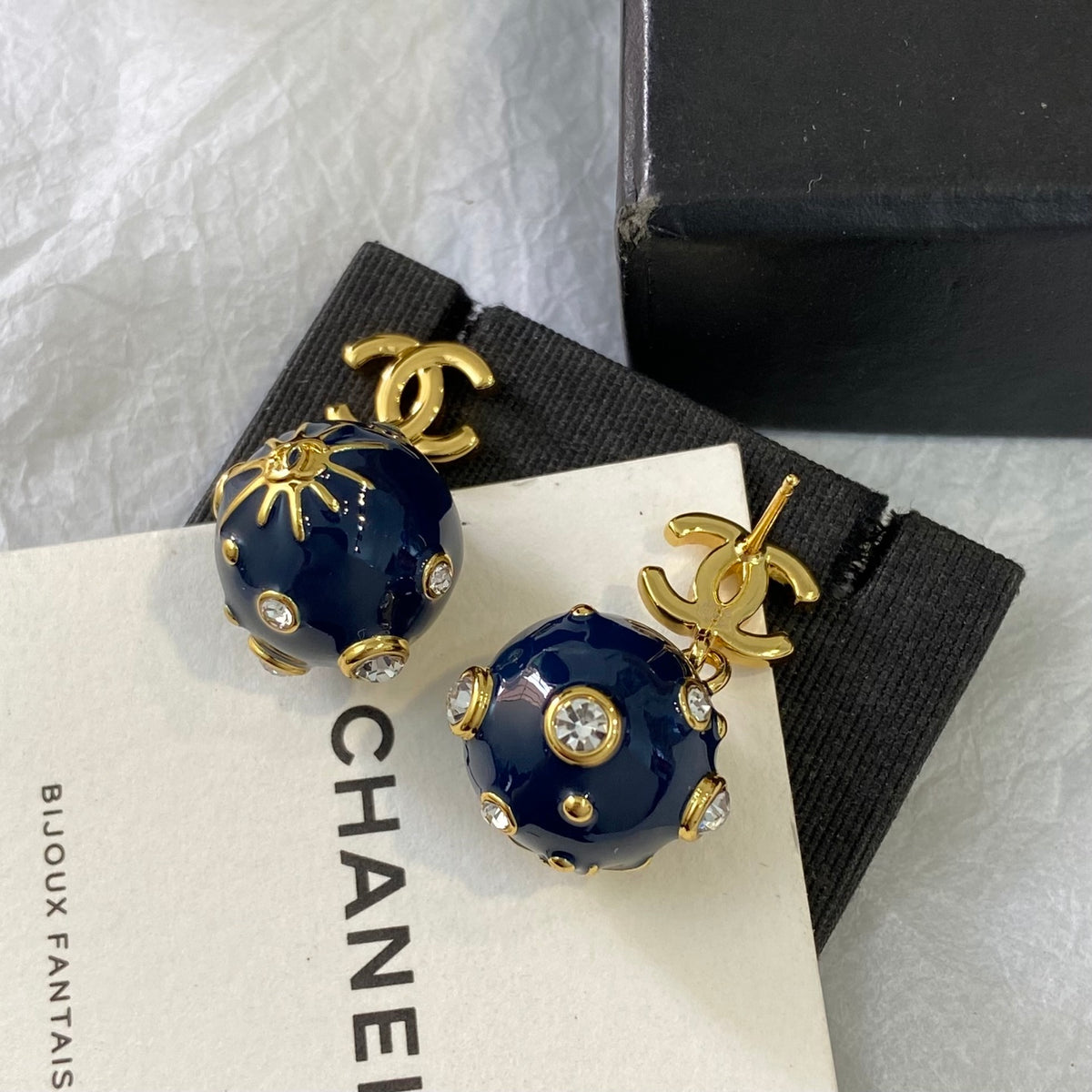 Enamel Double-C Tassel Earrings