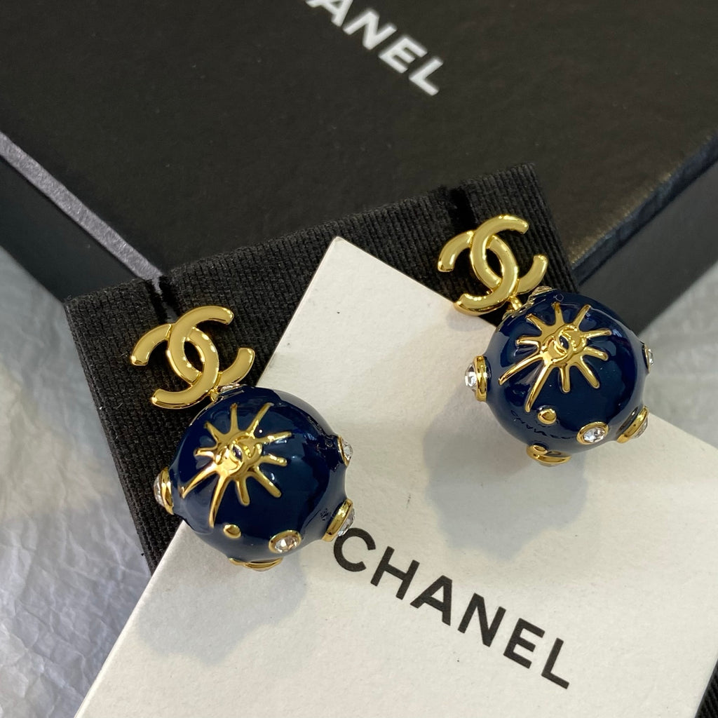 Enamel Double-C Tassel Earrings
