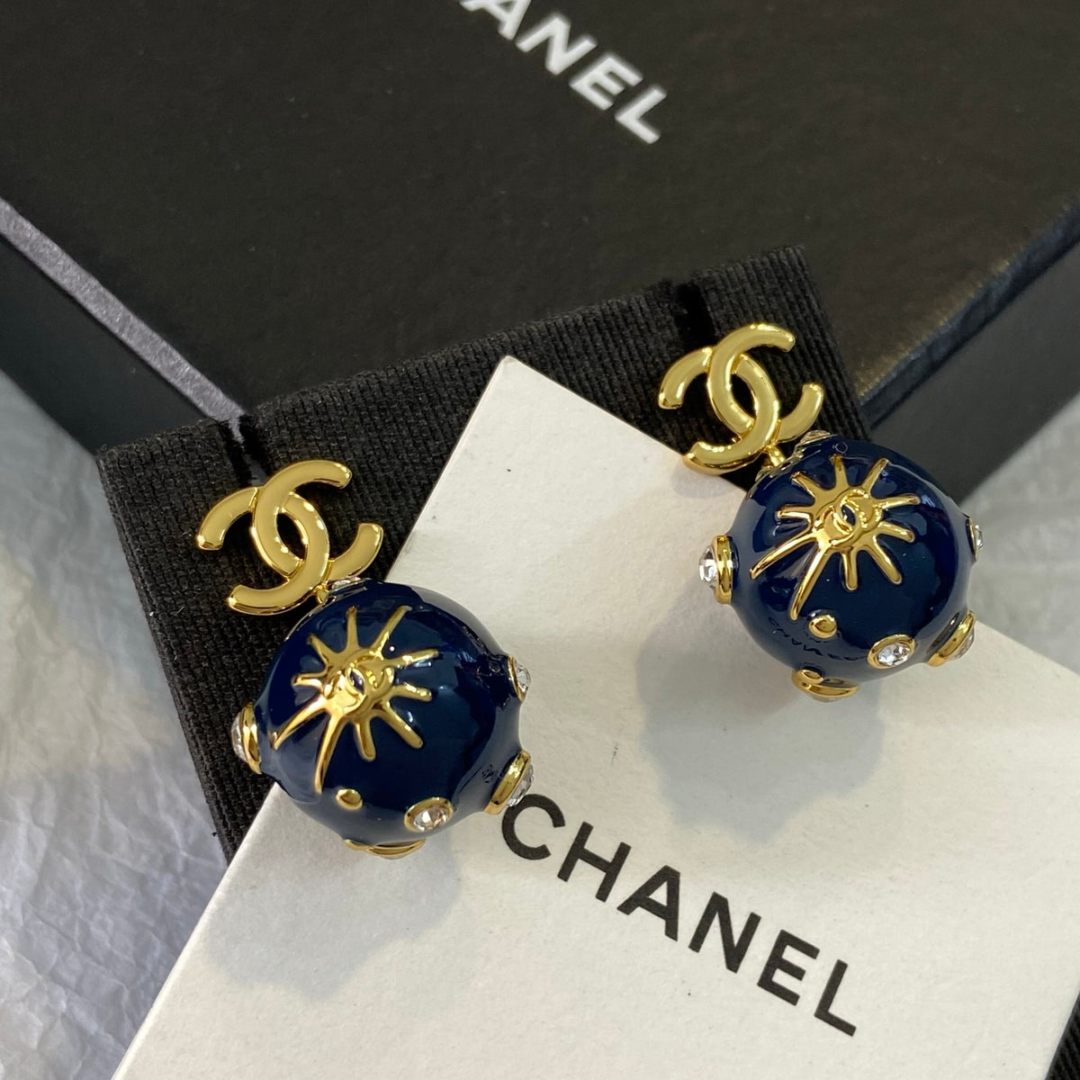 Enamel Double-C Tassel Earrings