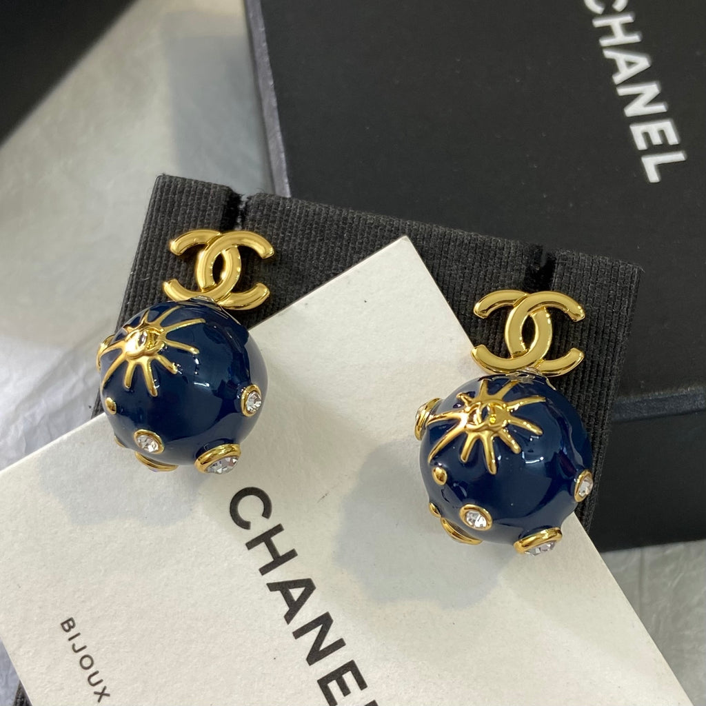 Enamel Double-C Tassel Earrings