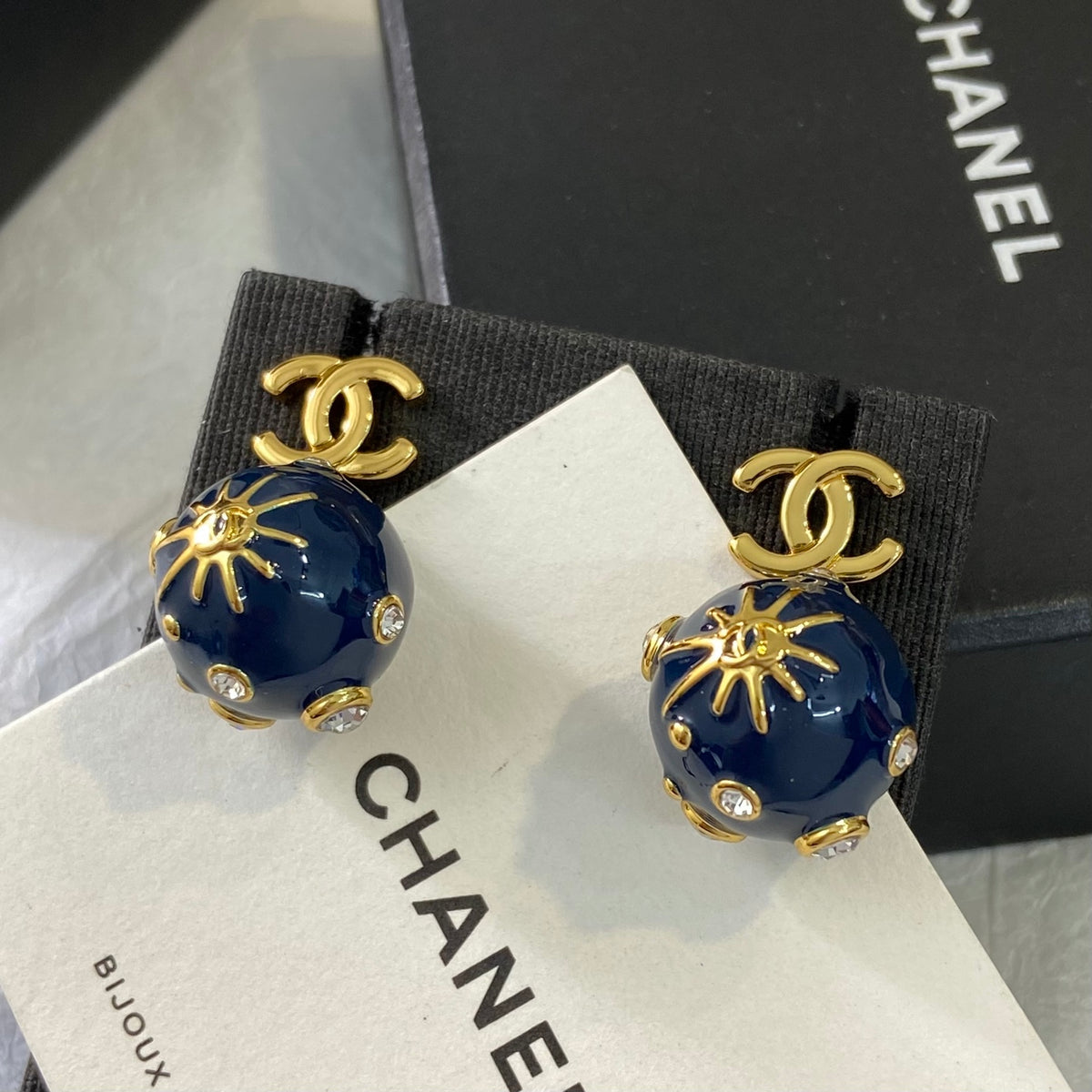 Enamel Double-C Tassel Earrings