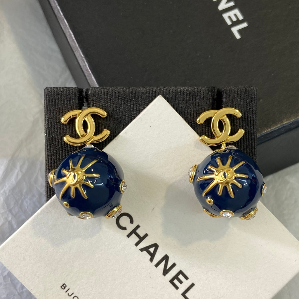 Enamel Double-C Tassel Earrings