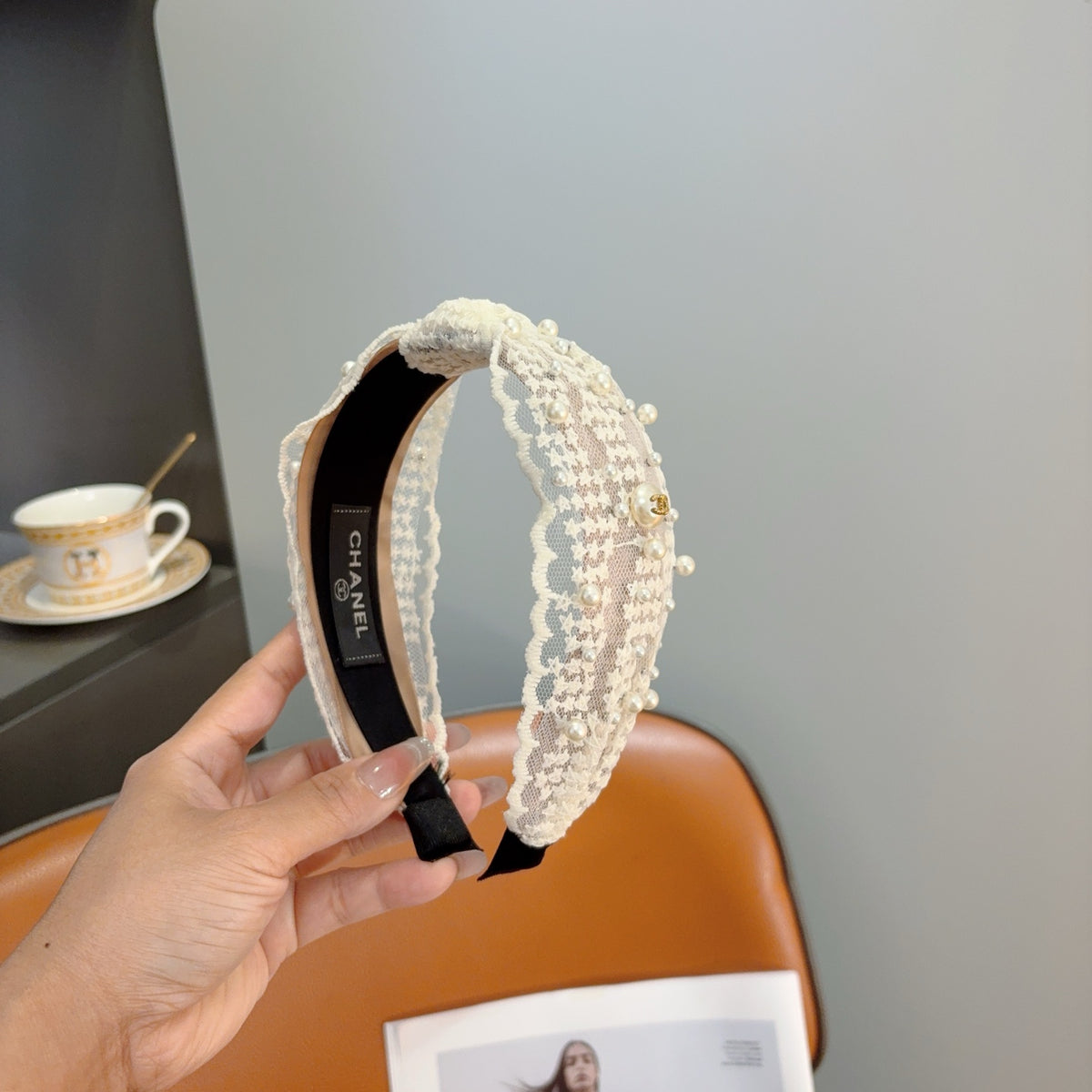 CHANEL Pearl Wide Vintage Headband