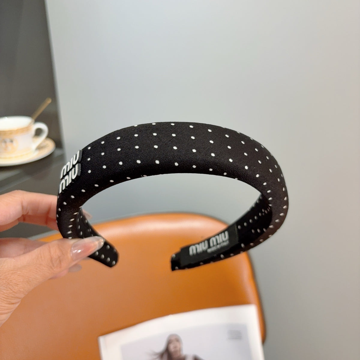 MIU MIU Letter Logo Padded Metal Headband