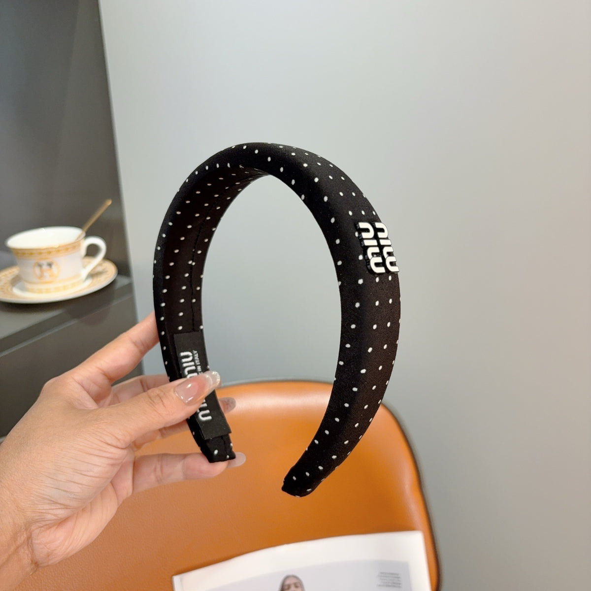 MIU MIU Letter Logo Padded Metal Headband