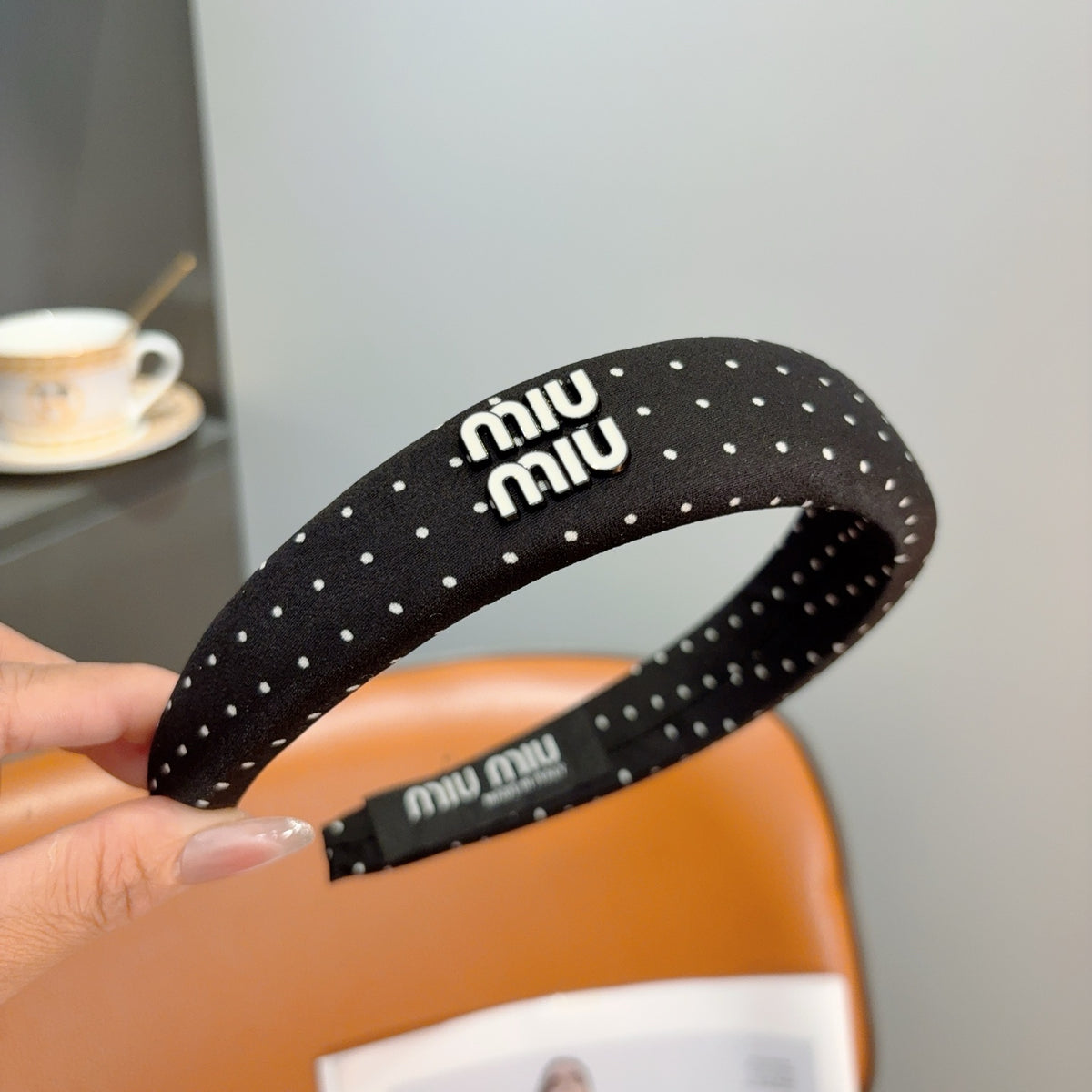 MIU MIU Letter Logo Padded Metal Headband