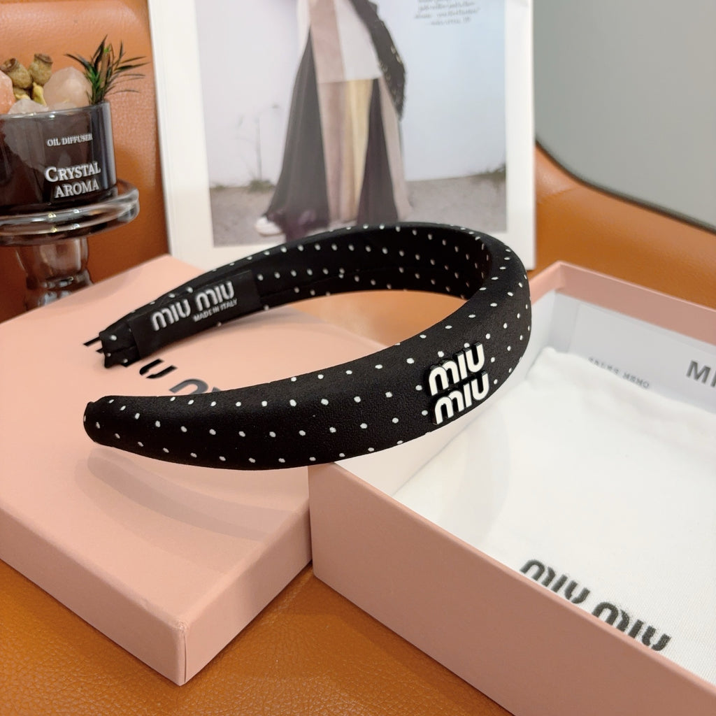 MIU MIU Letter Logo Padded Metal Headband