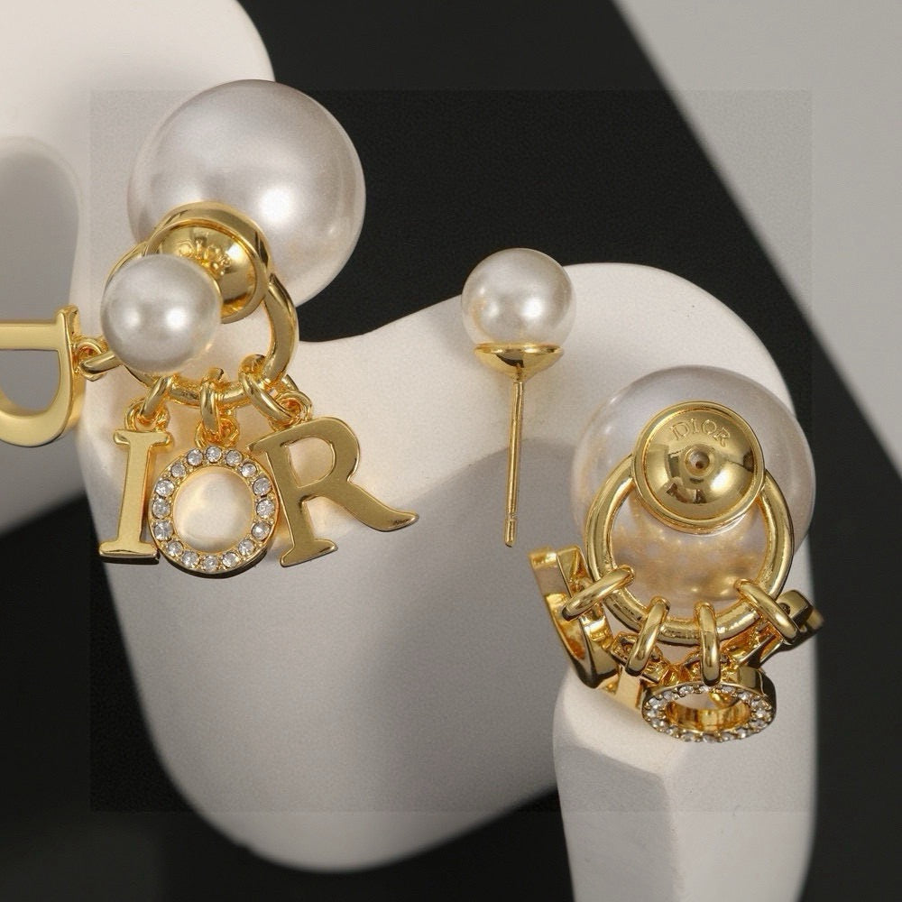 DIOR Pearl Crystal Earrings