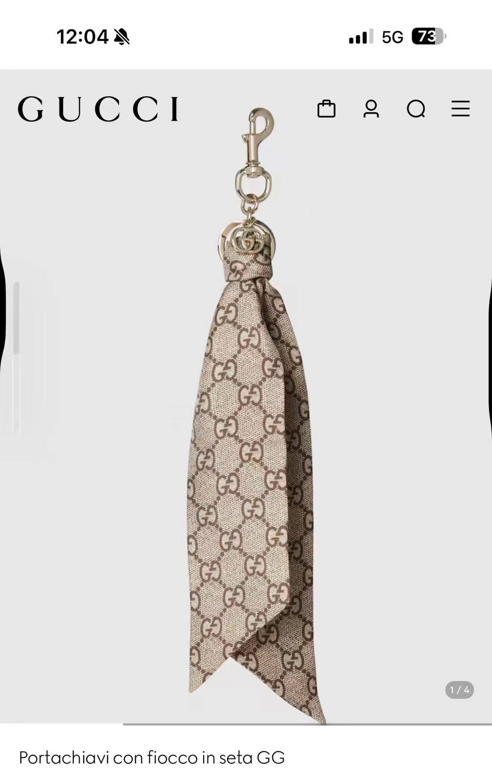 GUCCI Canvas Metal Bag Charm Keychain