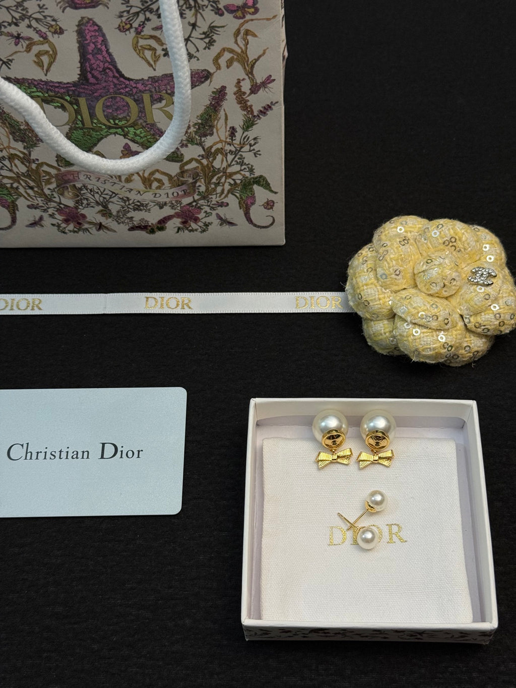 DIOR Pearl Bow Earrings
