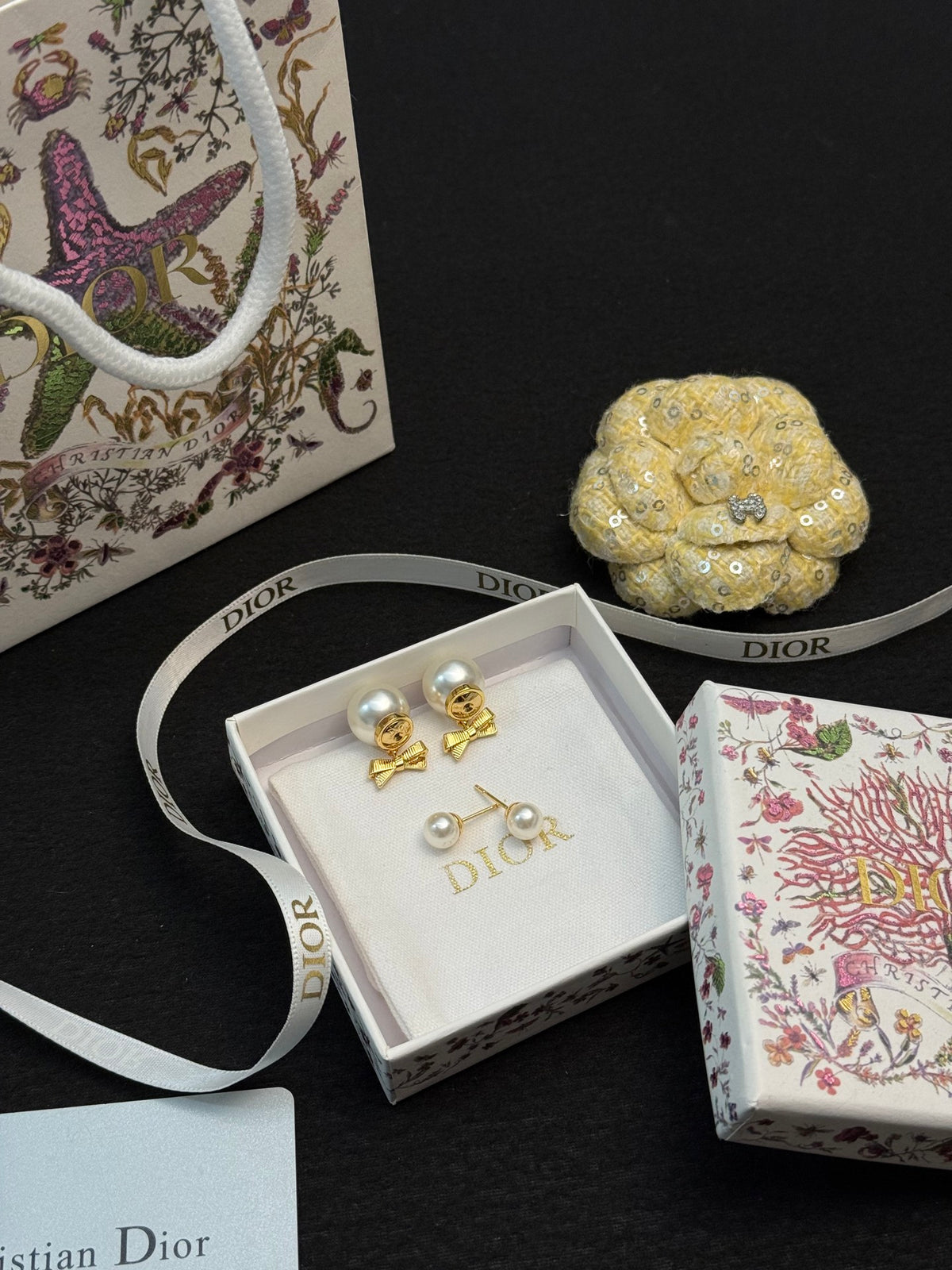 DIOR Pearl Bow Earrings