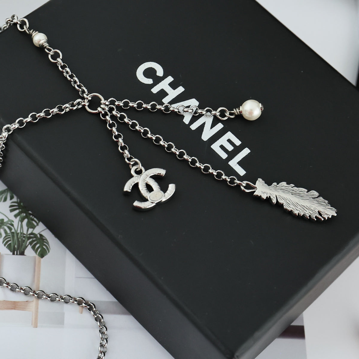 CHANEL Feather Tassel Necklace