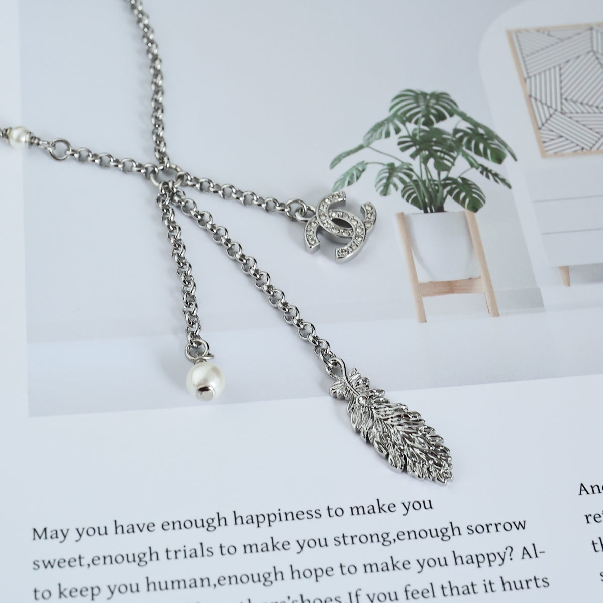 CHANEL Feather Tassel Necklace