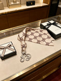 GUCCI Canvas Metal Bag Charm Keychain