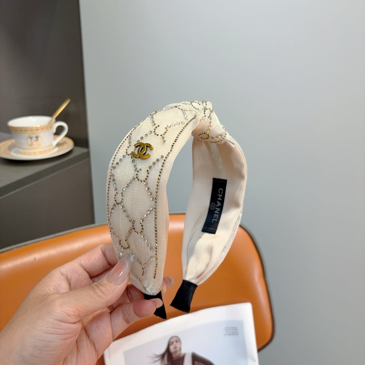 CHANEL Crystal Wide Vintage Headband