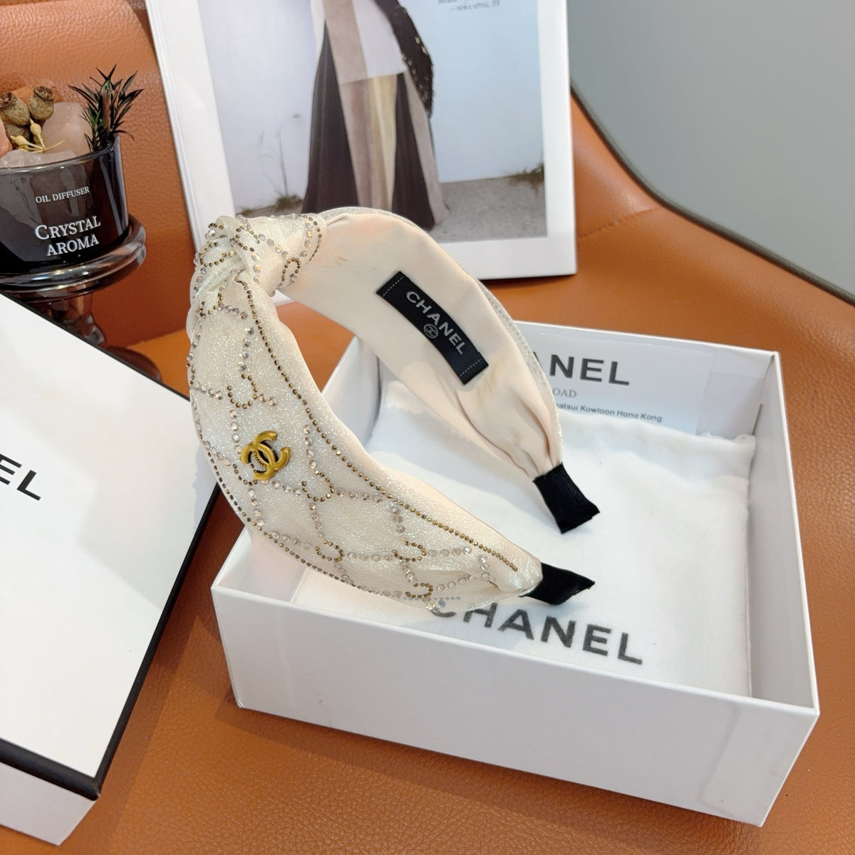 CHANEL Crystal Wide Vintage Headband