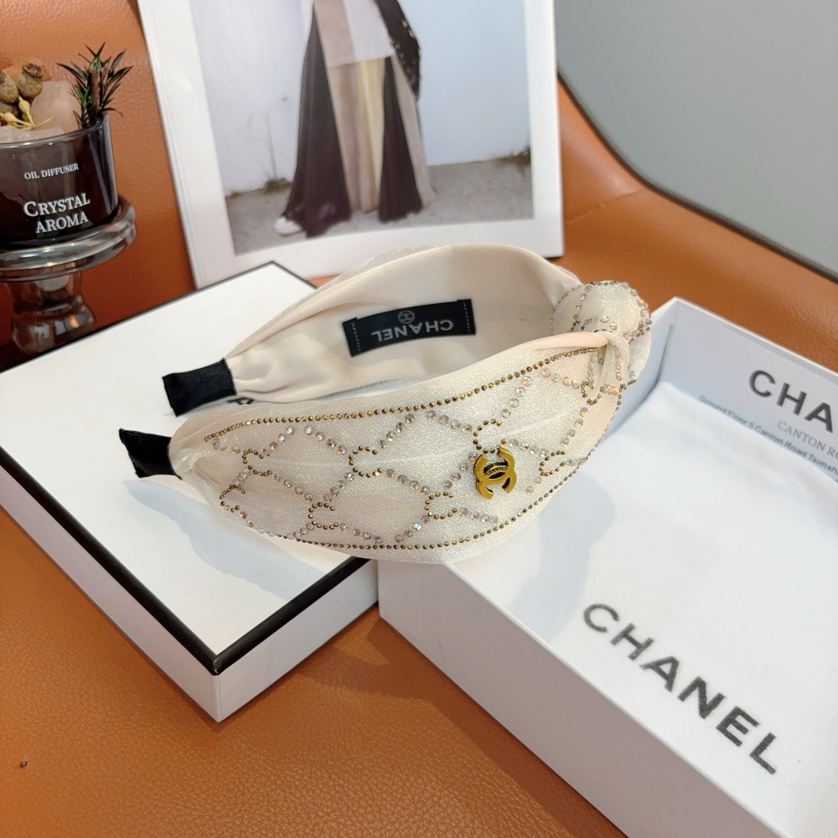 CHANEL Crystal Wide Vintage Headband