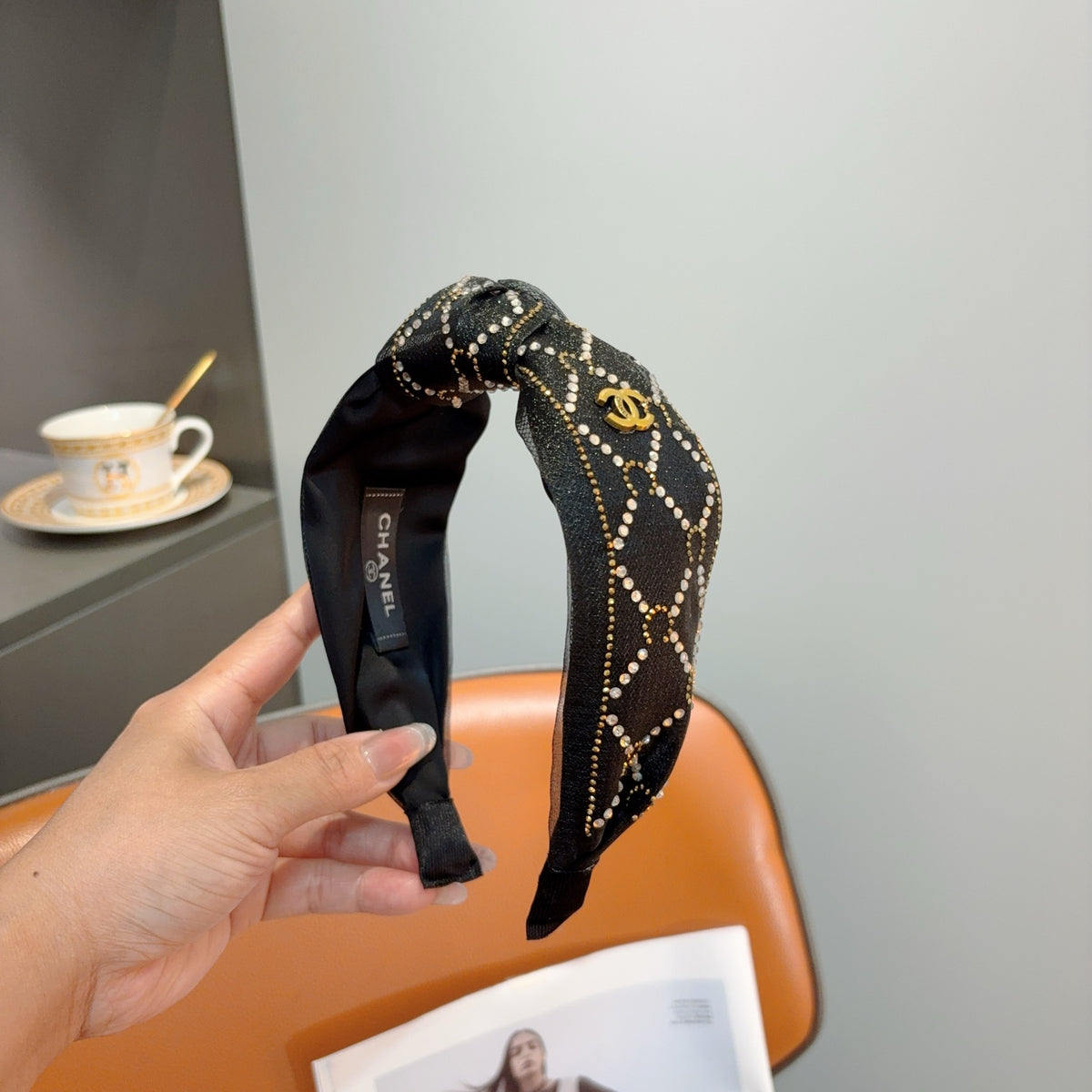 CHANEL Crystal Wide Vintage Headband