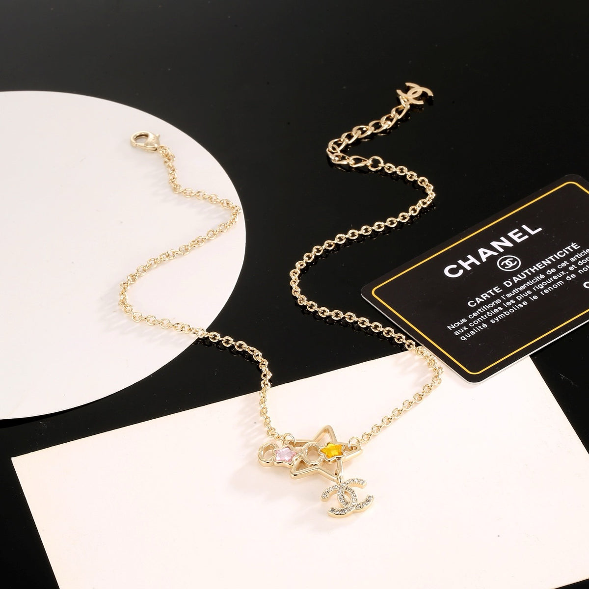 CHANEL Crystal Double-C Necklace
