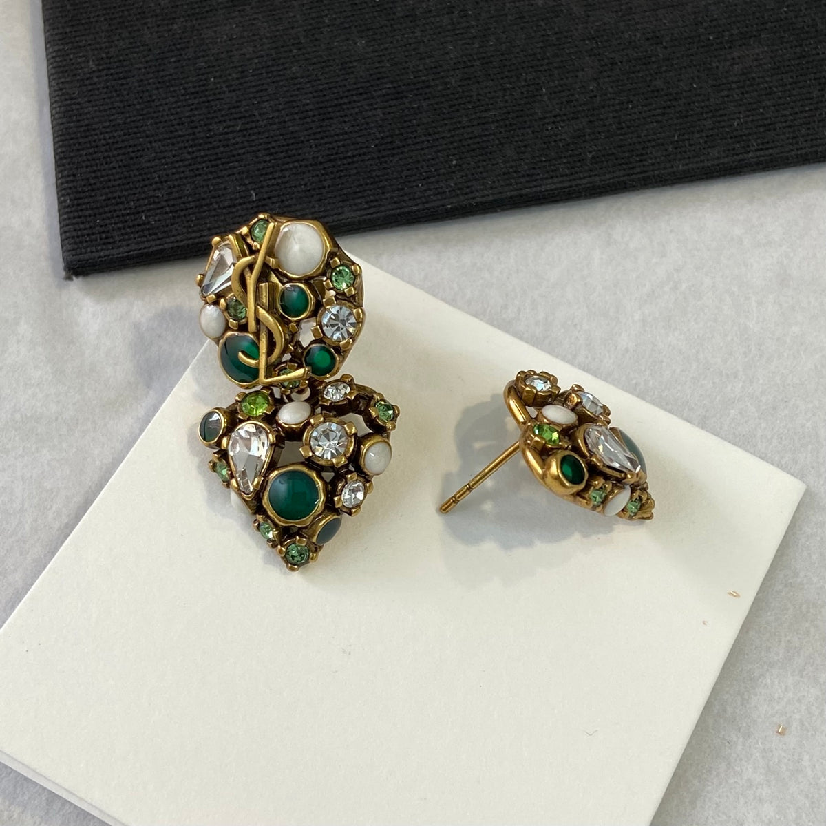 Crystal White Green Earrings