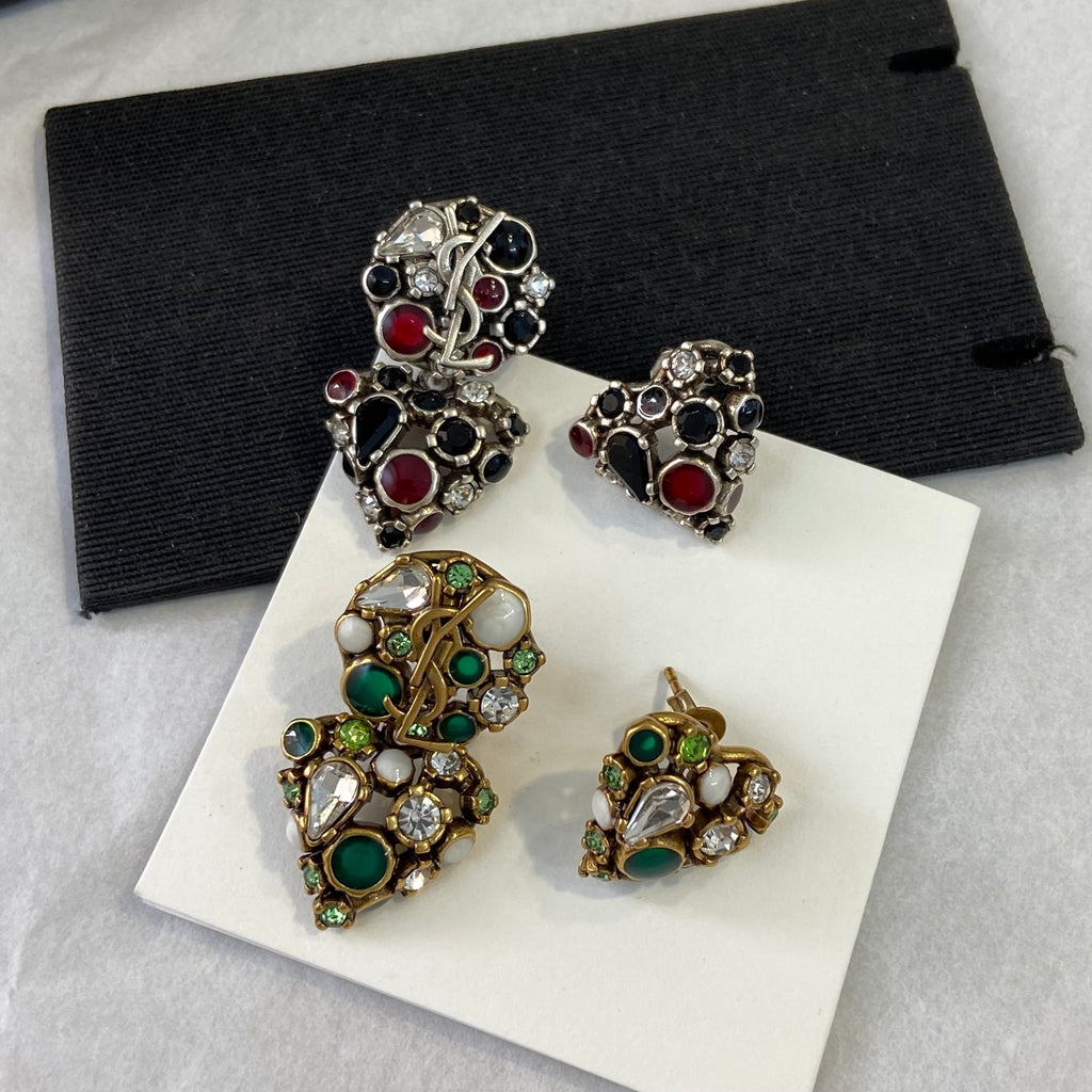 Crystal White Green Earrings
