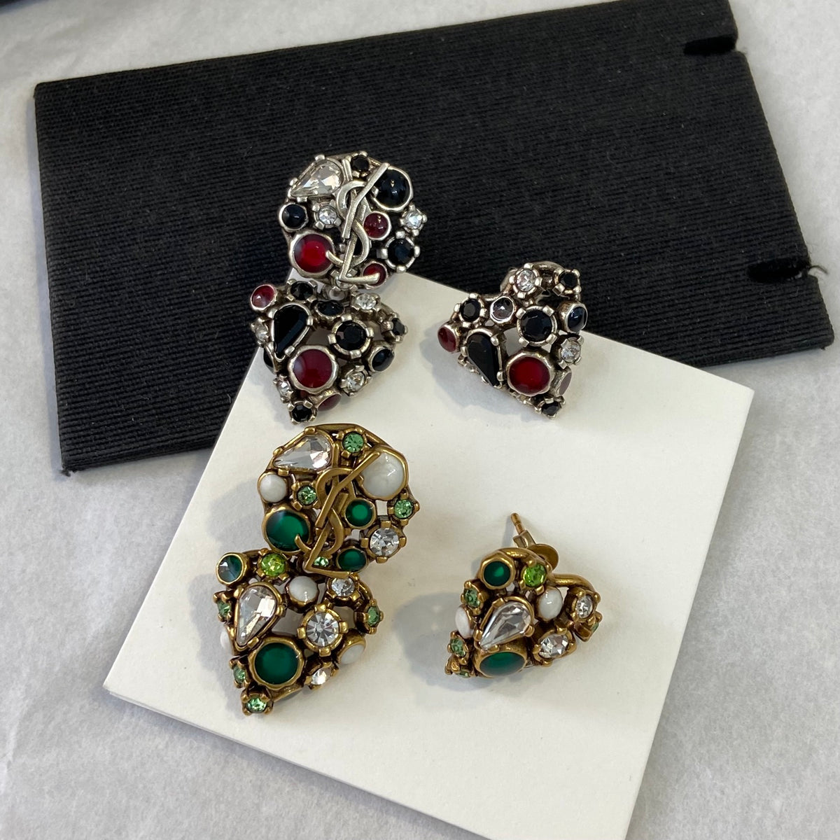 Crystal White Green Earrings