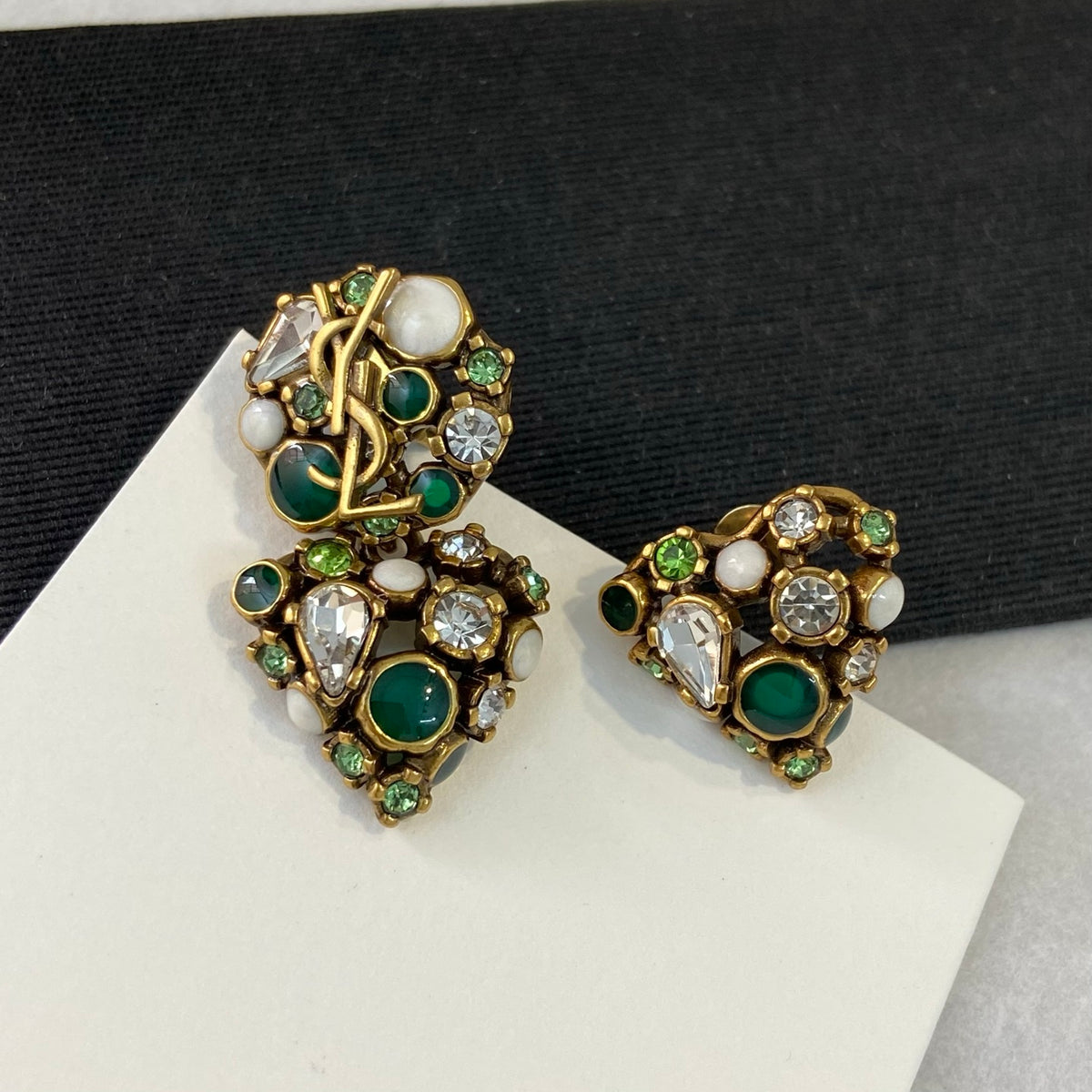 Crystal White Green Earrings