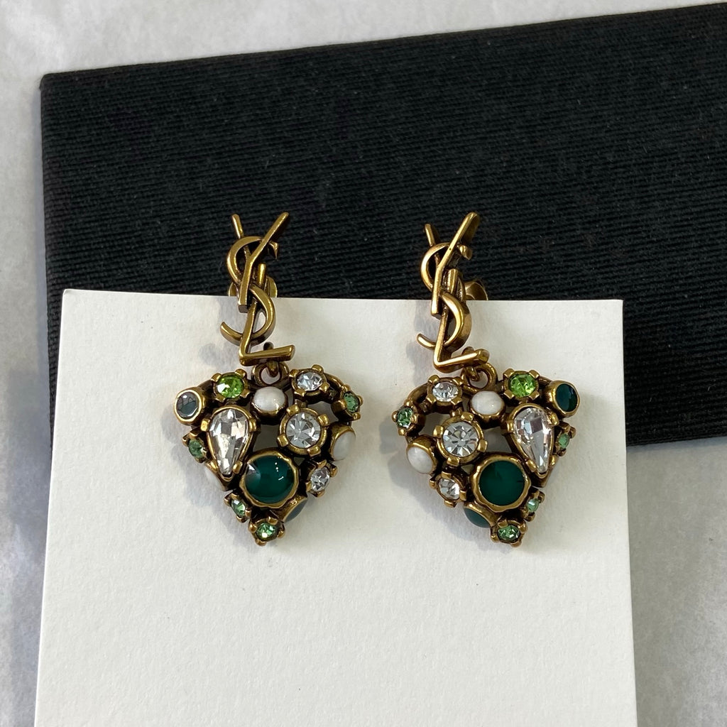 Crystal White Green Earrings