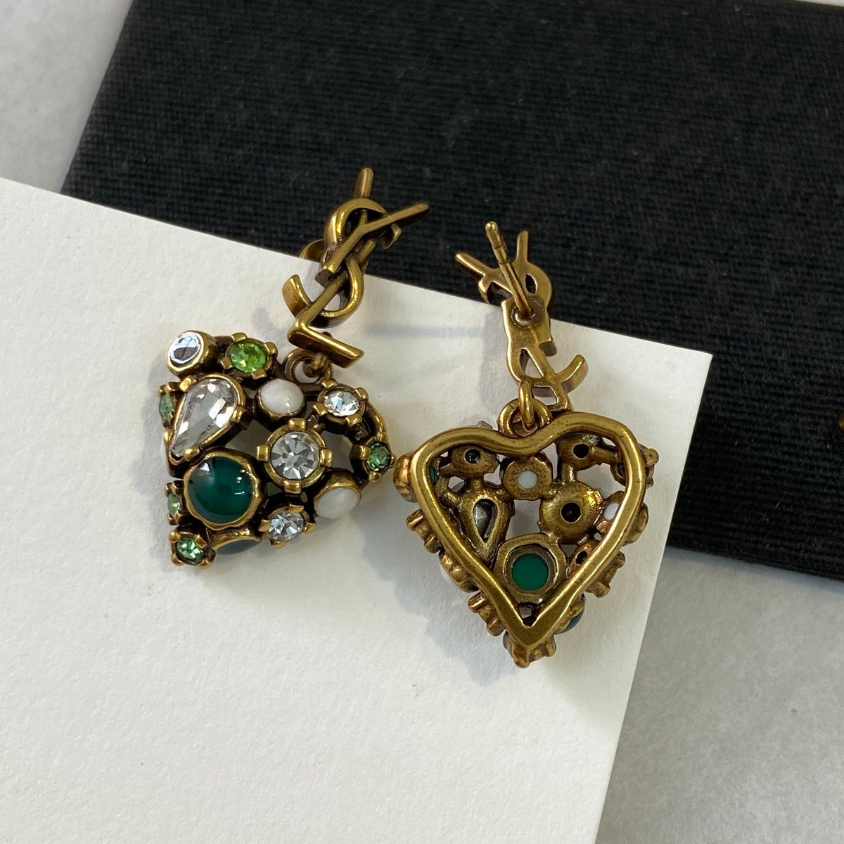 Crystal White Green Earrings