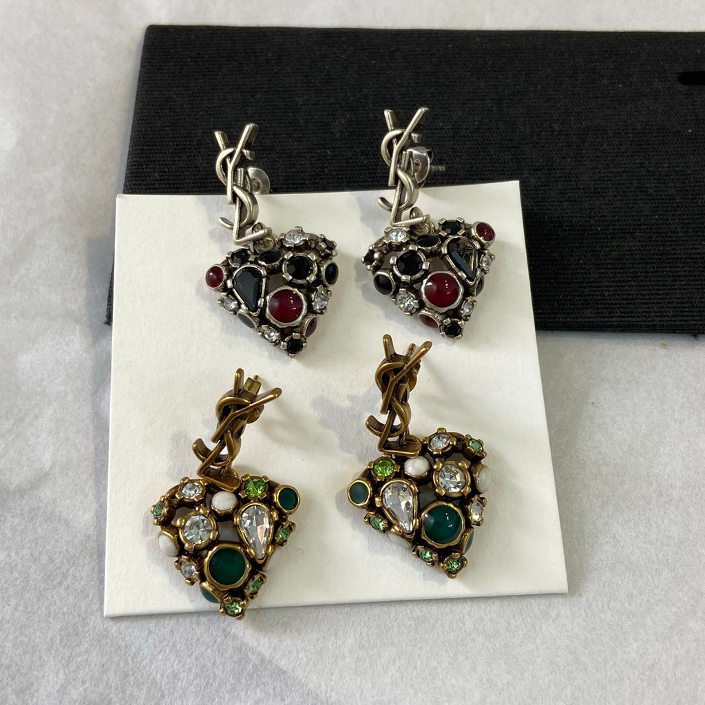 Crystal White Green Earrings