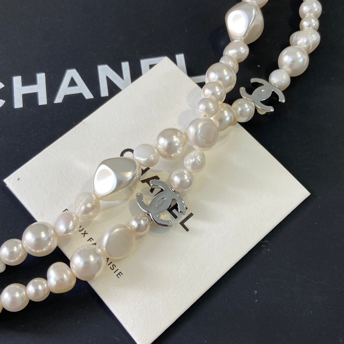 CHANEL Freshwater Pearl Baroque Pearl Double-C Long Necklace