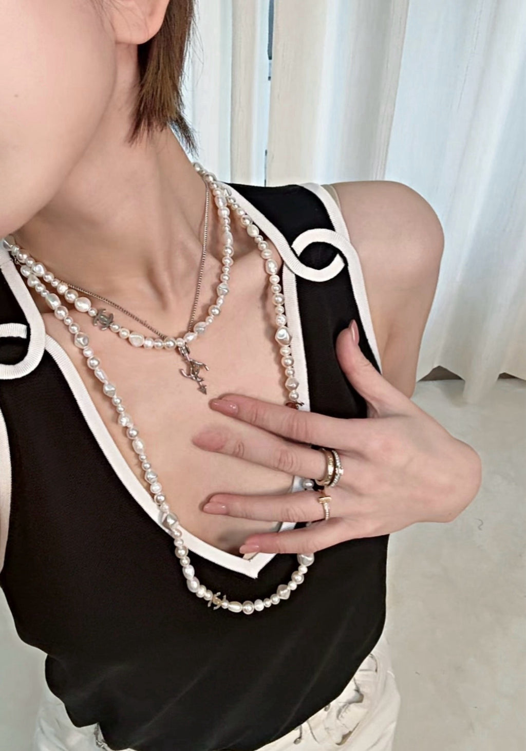 CHANEL Freshwater Pearl Baroque Pearl Double-C Long Necklace