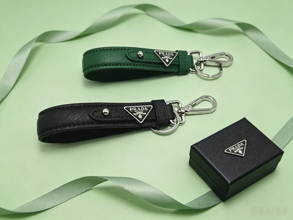 PRADA Leather Metal Keychain
