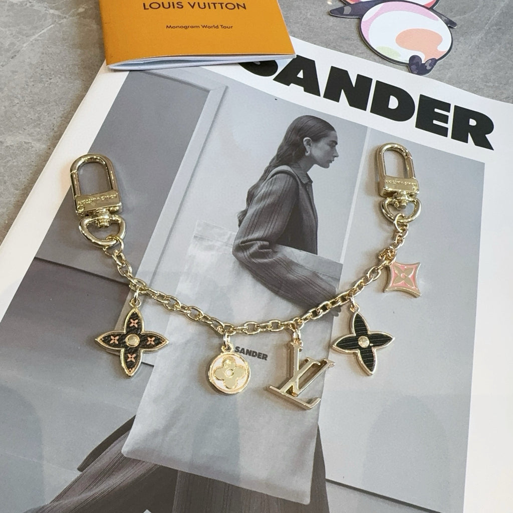 LOUIS VUITTON Canvas Flower Bag Charm Keychain
