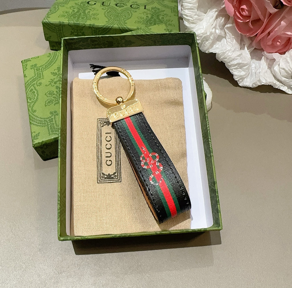 GUCCI Canvas Metal Bag Charm Keychain