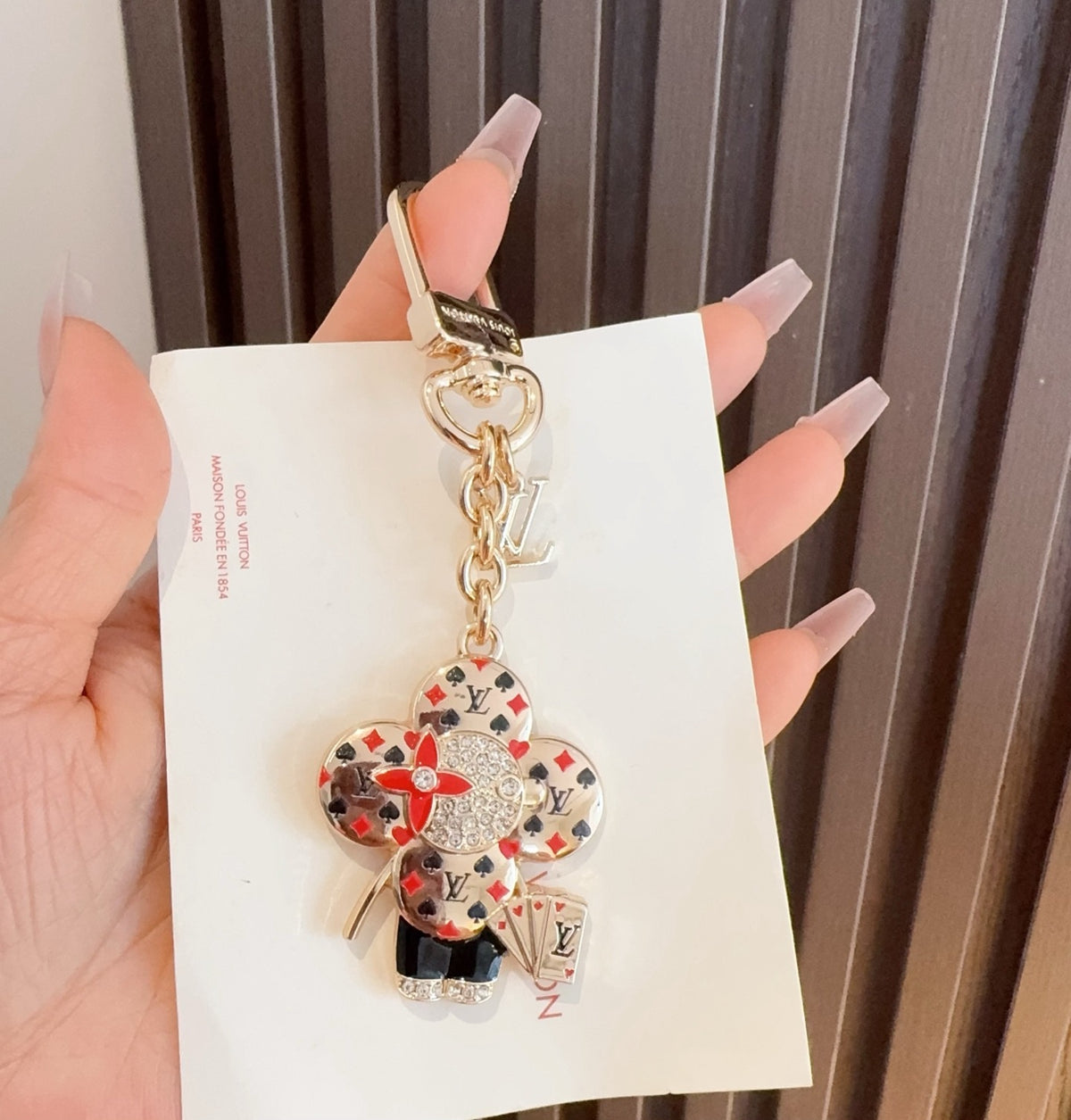 LOUIS VUITTON Canvas Flower Bag Charm Keychain
