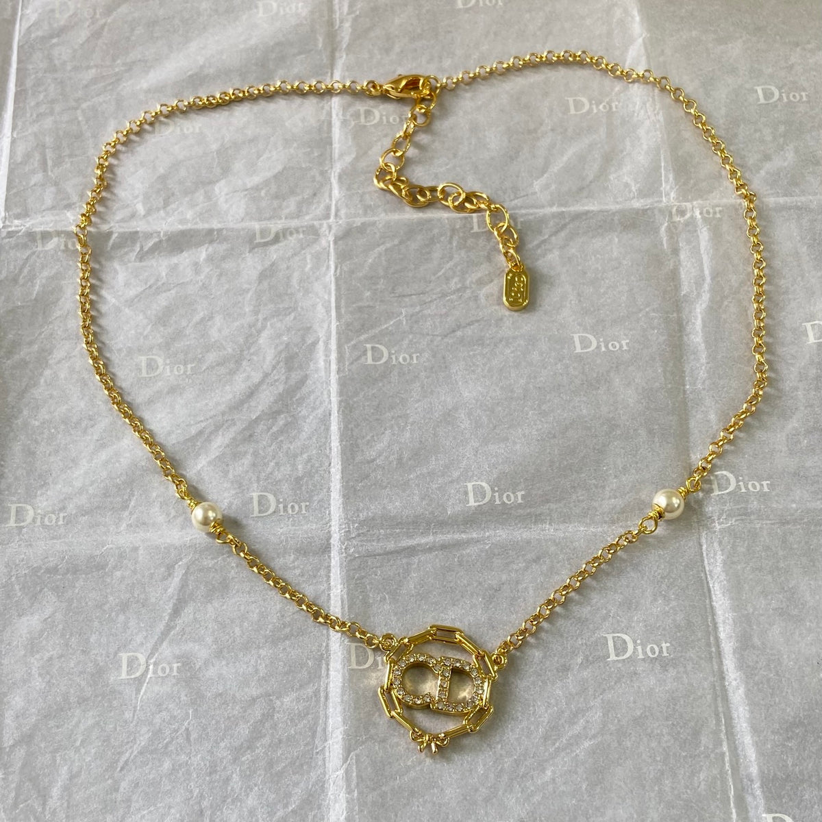 DIOR P75 Crystal Bow Necklace