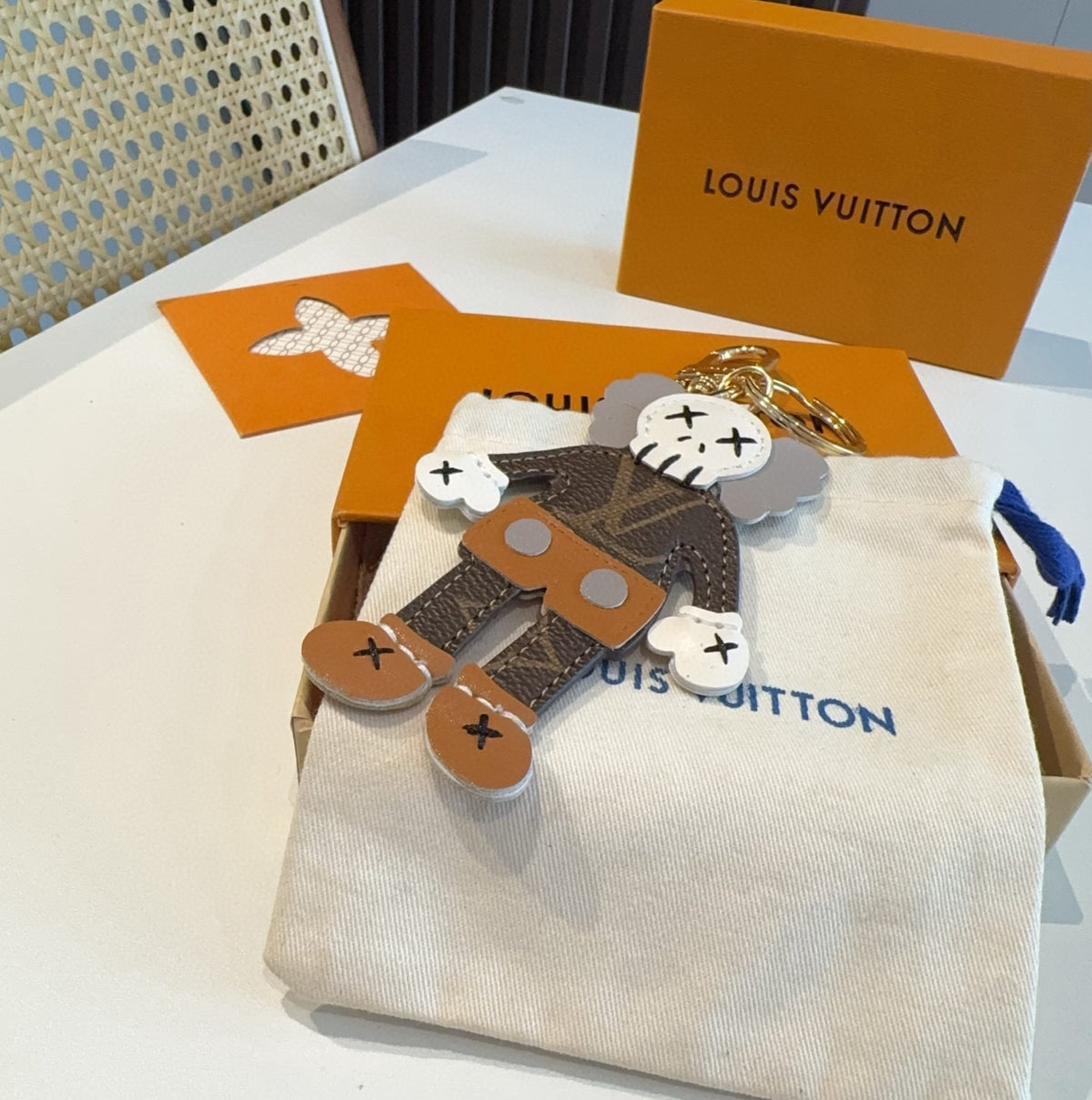LOUIS VUITTON Metal Logo Bag Charm Keychain