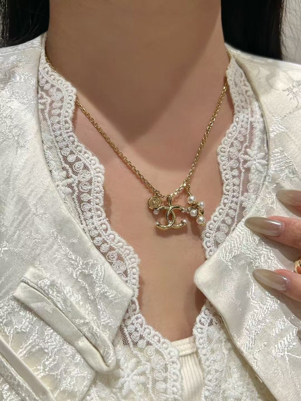 CHANEL Pearl Double-C Pendant Necklace