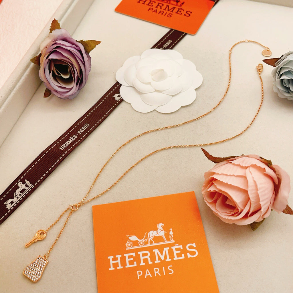 HERMÈS P80HX147 Crystal Tassel Necklace