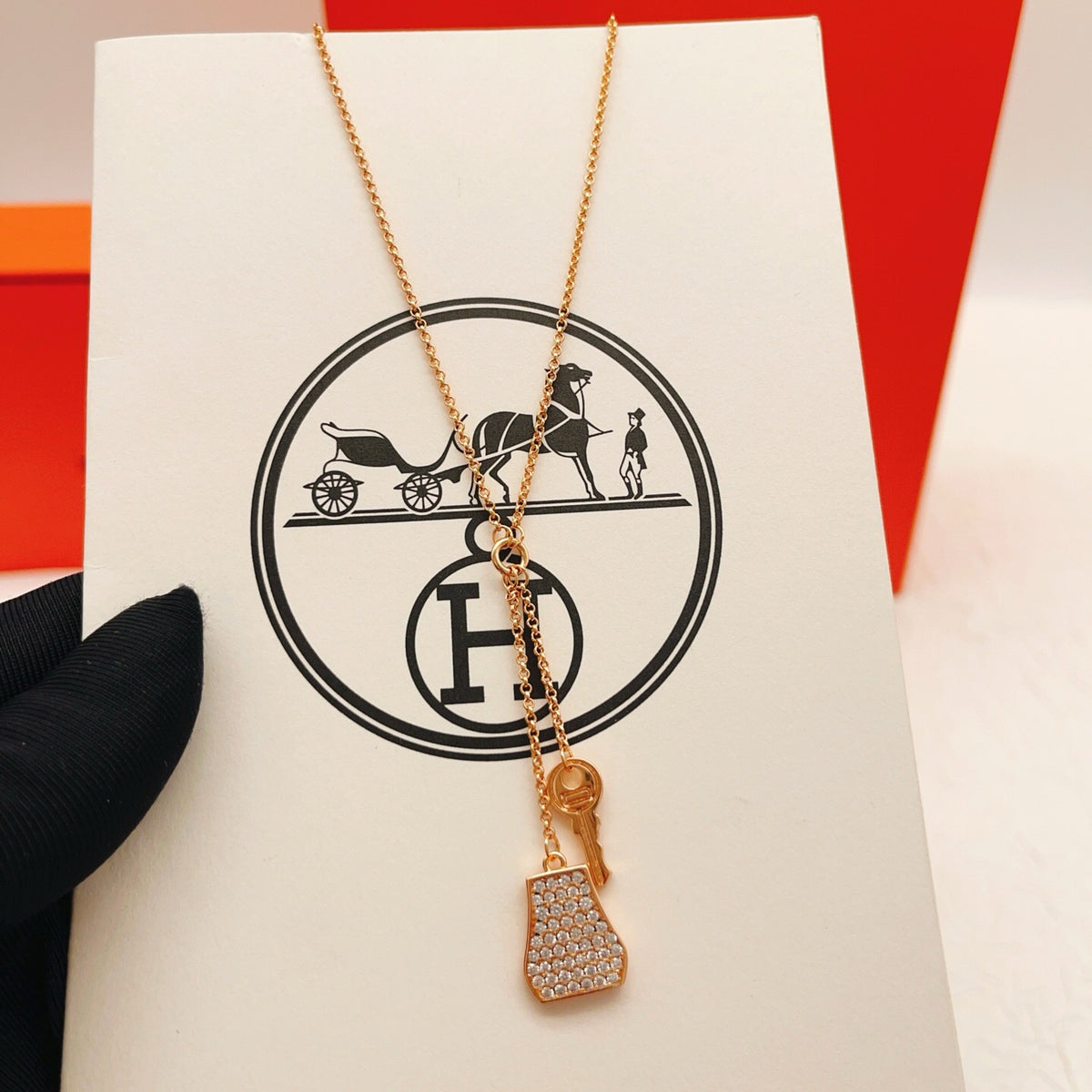 HERMÈS P80HX147 Crystal Tassel Necklace