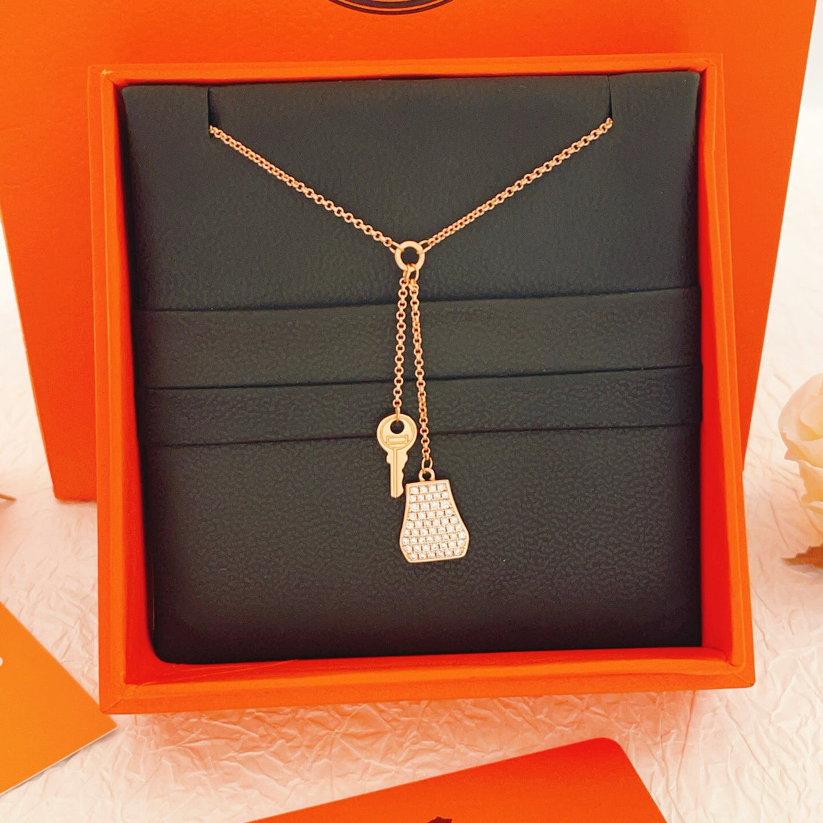 HERMÈS P80HX147 Crystal Tassel Necklace