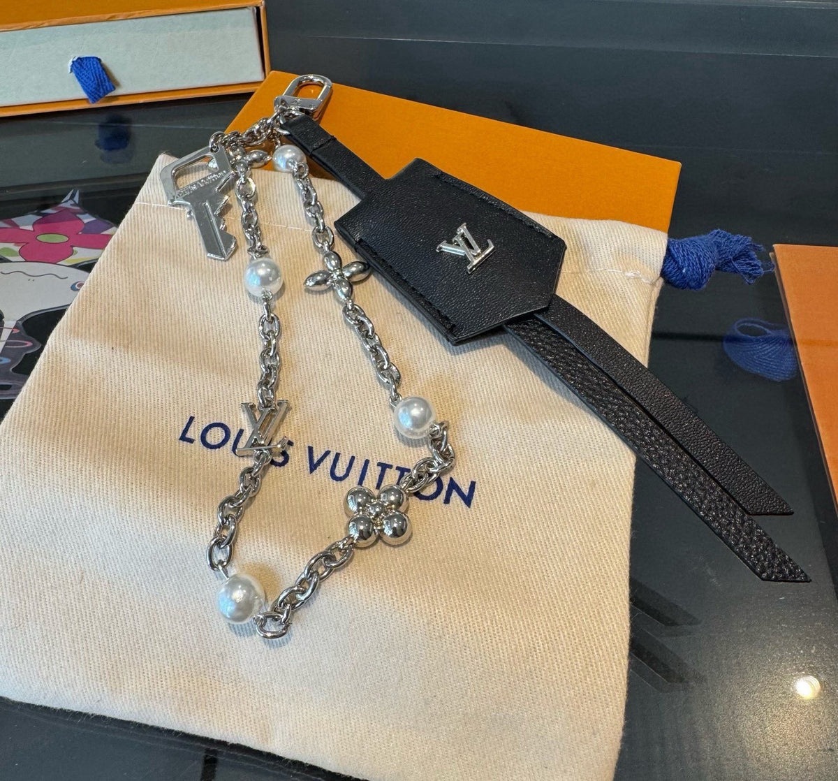 LOUIS VUITTON Logo Bag Charm Keychain